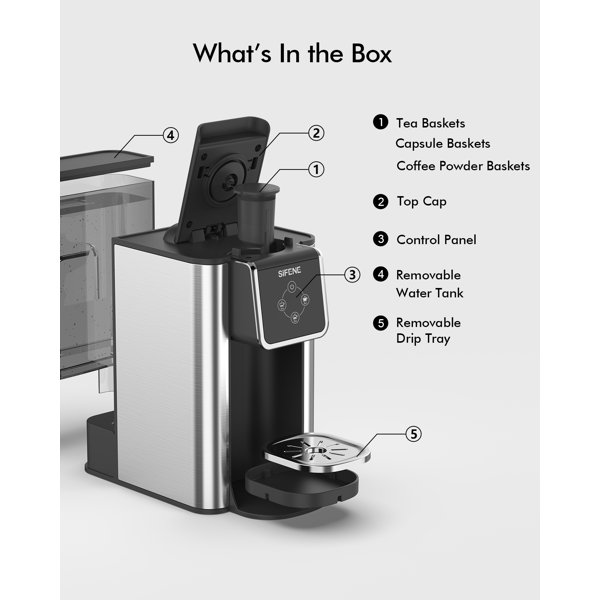 Sifene Single Serve Coffee Machine, 3 In 1 Pod Coffee Maker For KCup